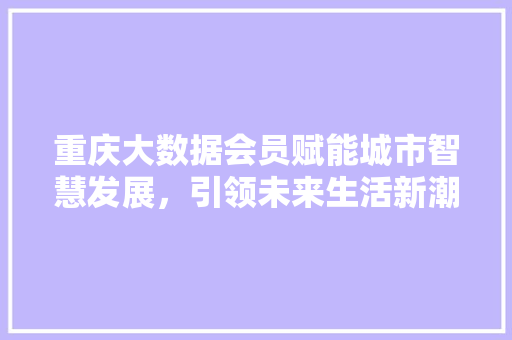 重庆大数据会员赋能城市智慧发展，引领未来生活新潮流
