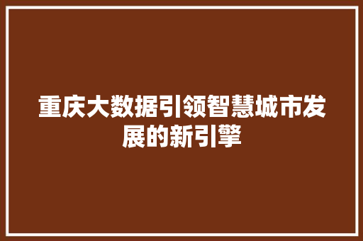 重庆大数据引领智慧城市发展的新引擎