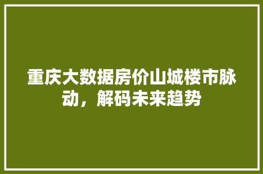 重庆大数据房价山城楼市脉动，解码未来趋势 Web前端