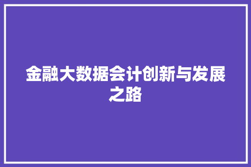 金融大数据会计创新与发展之路