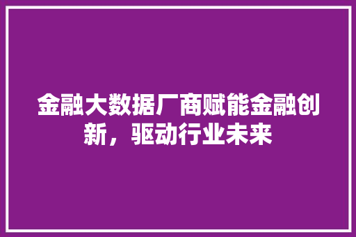 金融大数据厂商赋能金融创新，驱动行业未来