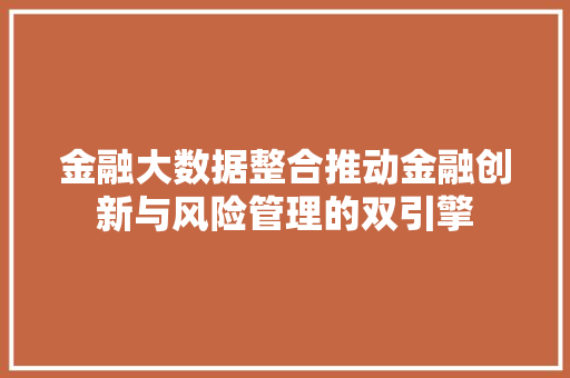 金融大数据整合推动金融创新与风险管理的双引擎