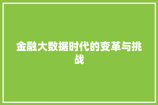金融大数据时代的变革与挑战