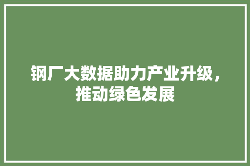 钢厂大数据助力产业升级，推动绿色发展