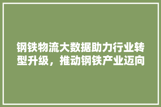 钢铁物流大数据助力行业转型升级，推动钢铁产业迈向智能化
