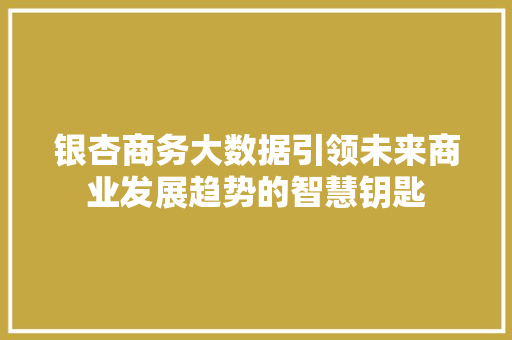 银杏商务大数据引领未来商业发展趋势的智慧钥匙