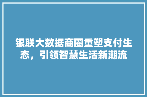 银联大数据商圈重塑支付生态，引领智慧生活新潮流