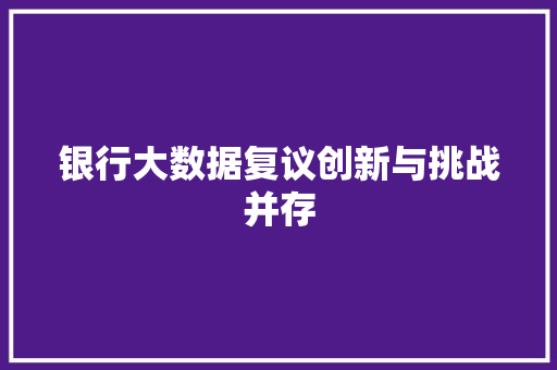 银行大数据复议创新与挑战并存