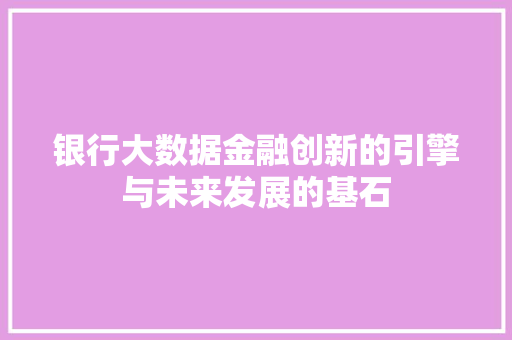 银行大数据金融创新的引擎与未来发展的基石