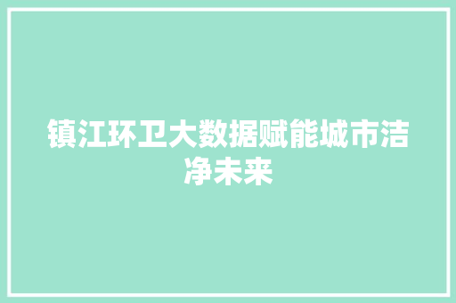 镇江环卫大数据赋能城市洁净未来