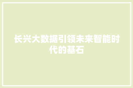 长兴大数据引领未来智能时代的基石