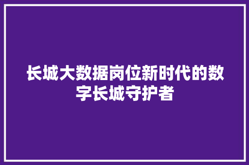 长城大数据岗位新时代的数字长城守护者