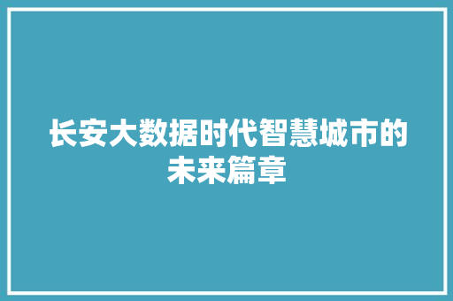 长安大数据时代智慧城市的未来篇章