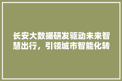 长安大数据研发驱动未来智慧出行，引领城市智能化转型
