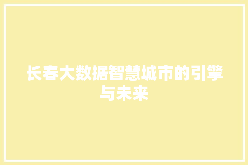长春大数据智慧城市的引擎与未来