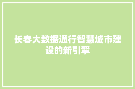 长春大数据通行智慧城市建设的新引擎