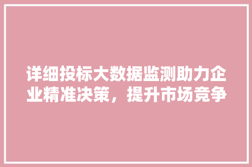 详细投标大数据监测助力企业精准决策，提升市场竞争优势