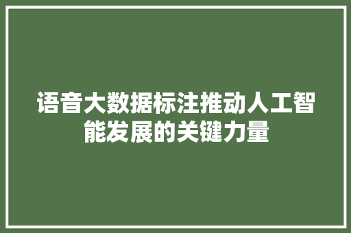 语音大数据标注推动人工智能发展的关键力量 友链在线