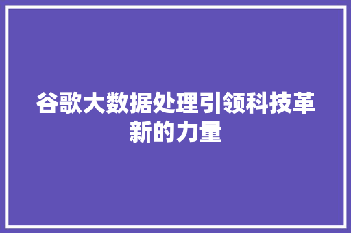 谷歌大数据处理引领科技革新的力量