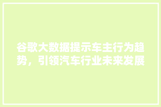 谷歌大数据提示车主行为趋势，引领汽车行业未来发展方向