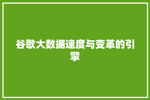 谷歌大数据速度与变革的引擎