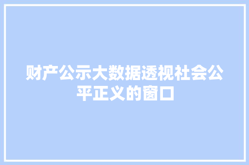 财产公示大数据透视社会公平正义的窗口