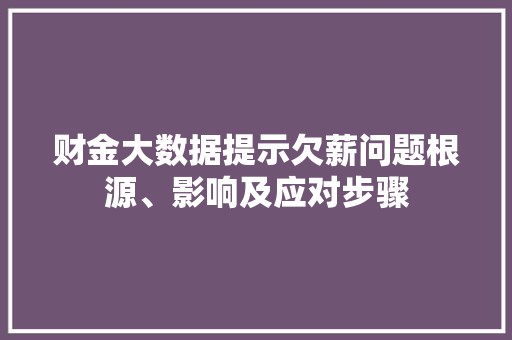 财金大数据提示欠薪问题根源、影响及应对步骤