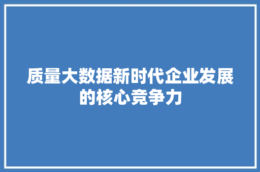 质量大数据新时代企业发展的核心竞争力