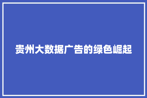 贵州大数据广告的绿色崛起