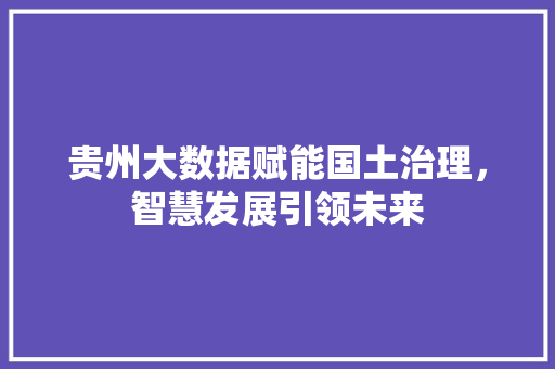 贵州大数据赋能国土治理，智慧发展引领未来