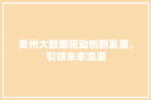 贵州大数据驱动创新发展，引领未来浪潮