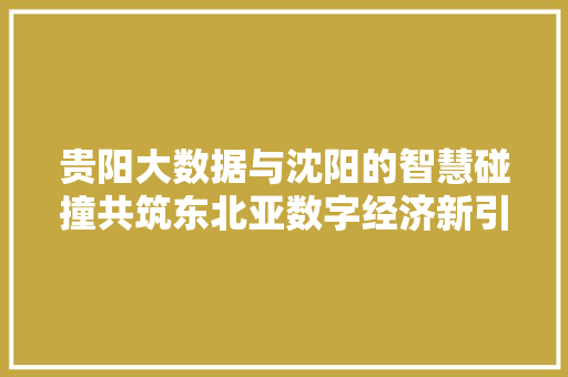 贵阳大数据与沈阳的智慧碰撞共筑东北亚数字经济新引擎