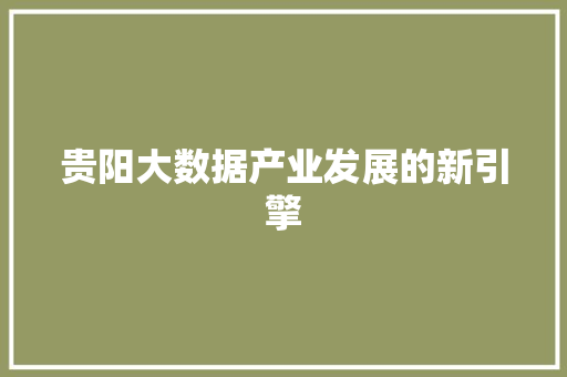 贵阳大数据产业发展的新引擎