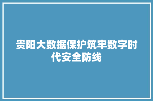 贵阳大数据保护筑牢数字时代安全防线