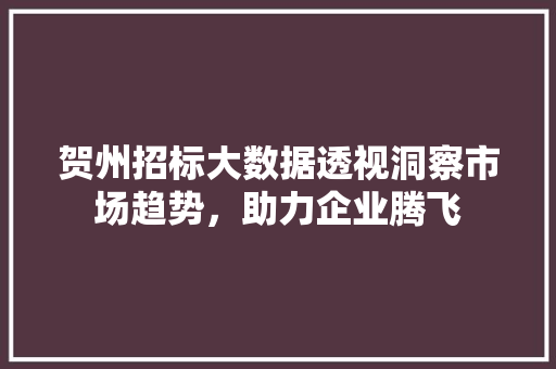 贺州招标大数据透视洞察市场趋势，助力企业腾飞