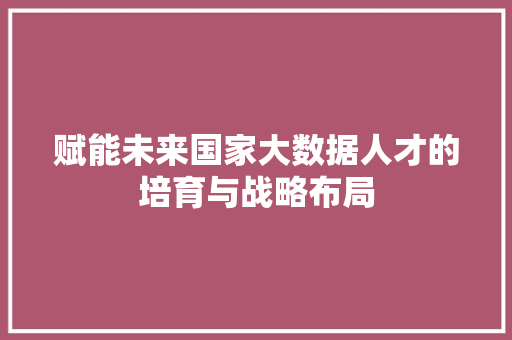 赋能未来国家大数据人才的培育与战略布局