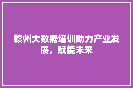 赣州大数据培训助力产业发展，赋能未来