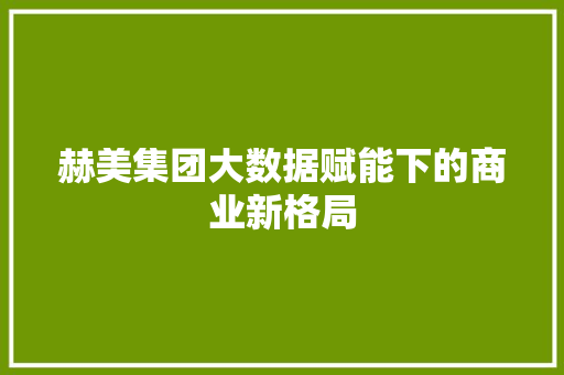 赫美集团大数据赋能下的商业新格局