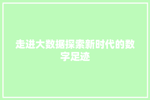 走进大数据探索新时代的数字足迹