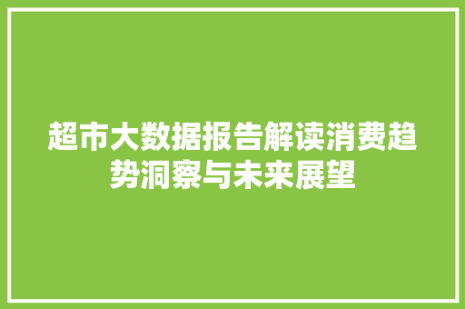 超市大数据报告解读消费趋势洞察与未来展望