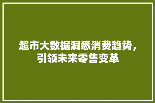 超市大数据洞悉消费趋势，引领未来零售变革