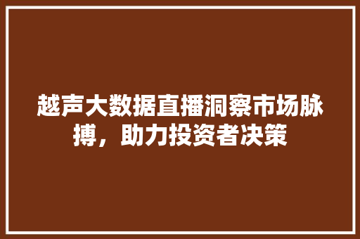 越声大数据直播洞察市场脉搏，助力投资者决策