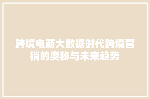 跨境电商大数据时代跨境营销的奥秘与未来趋势