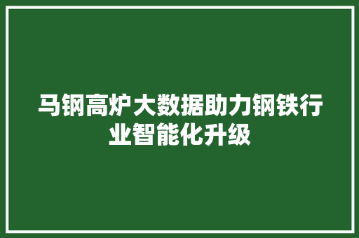 马钢高炉大数据助力钢铁行业智能化升级