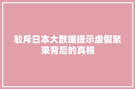 驳斥日本大数据提示虚假繁荣背后的真相