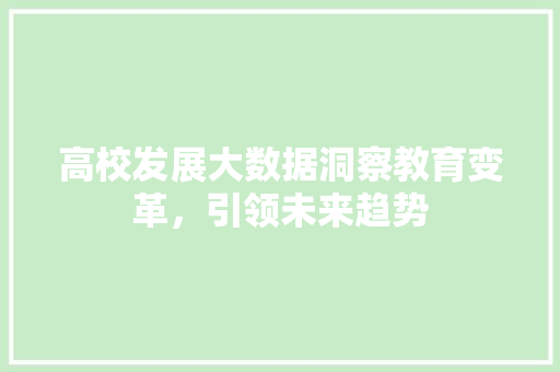 高校发展大数据洞察教育变革，引领未来趋势