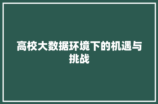 高校大数据环境下的机遇与挑战