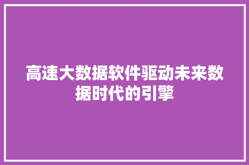 高速大数据软件驱动未来数据时代的引擎 友链在线