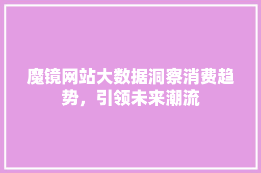 魔镜网站大数据洞察消费趋势，引领未来潮流