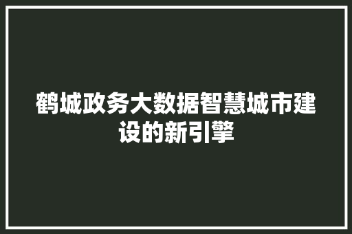 鹤城政务大数据智慧城市建设的新引擎 建站教程